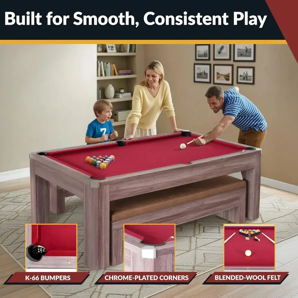 Bench-Included Billiards Table Combo Set