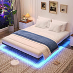 Queen Size Floating Bed Frame with Smart LED Lights