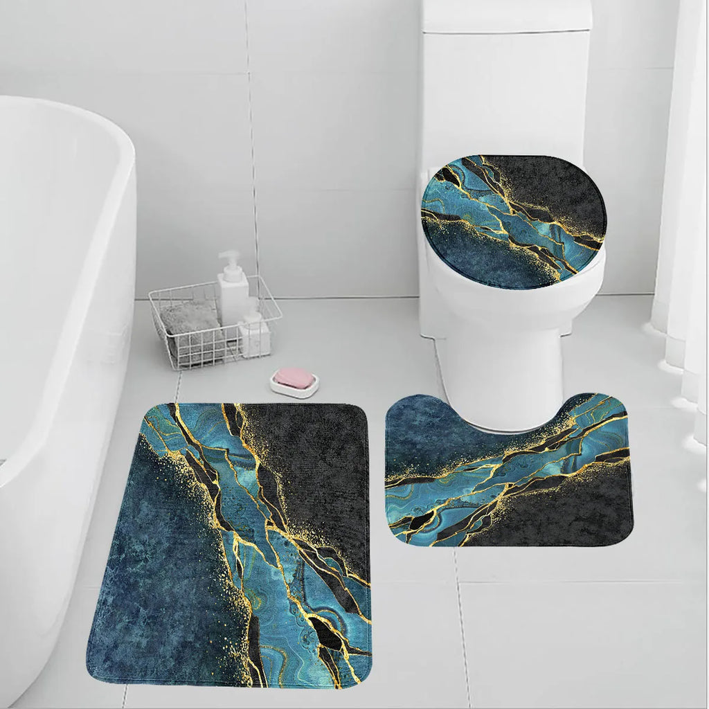 Blue Gold Marble Bathroom Set