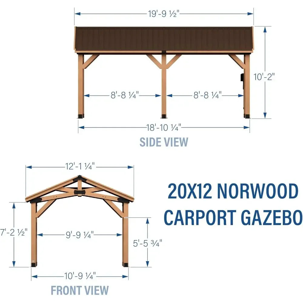 20ft x 12ft  Carport Pavilion  Steel Roof