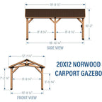 20ft x 12ft  Carport Pavilion  Steel Roof