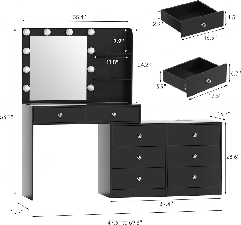 Makeup Vanity Desk 8 Drawers,