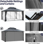 12' x 14' Hardtop Gazebo with Double Polycarbonate Roof,