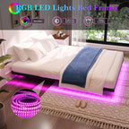 Queen Size Floating Bed Frame with Smart LED Lights